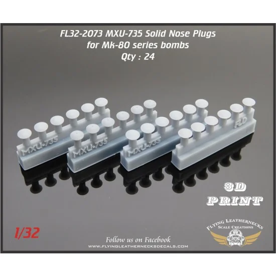 Flying Leathernecks FL32-2073 1/32 MXU-735 Solid Nose Plugs for Mk-80 series Bombs (24)
