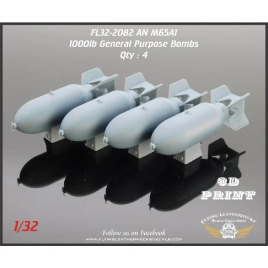 Flying Leathernecks FL32-2082 1/32 M65 1000lb Bomb (4pcs)