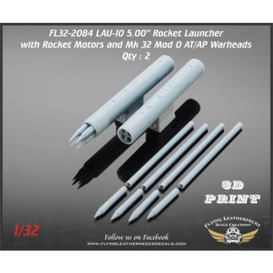 Flying Leathernecks FL32-2084 1/32 LAU-10 5.00" Rocket Launcher (With rockets and warheads) 2 pods