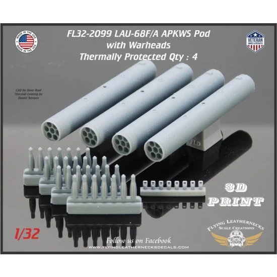 Flying Leathernecks FL32-2099 1/32 LAU-68F/A 2.75'' APKWS with Warheads Thermally Protected