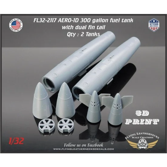 Flying Leathernecks FL32-2117 1/32 AERO-1D 300gal Tanks with Dual Fin Tail