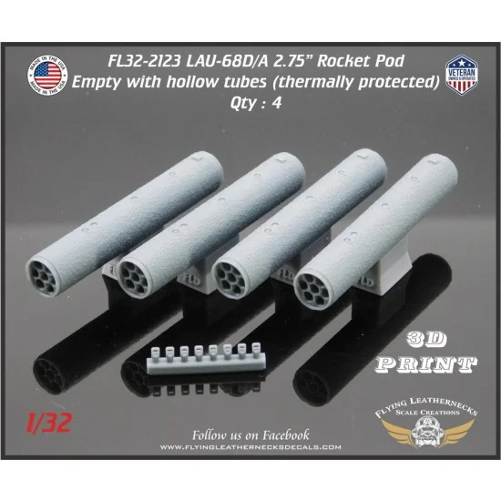 Flying Leathernecks FL32-2123 1/32 LAU-68D/A 2.75'' Rocket Pod Thermally Protected Empty