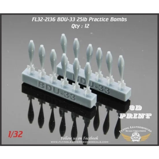 Flying Leathernecks FL32-2136 1/32 BDU-33 25lb Practice Bombs (12pcs)