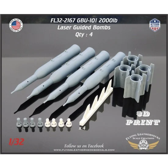 Flying Leathernecks FL32-2167 1/32 GBU-10I 2000lb Laser Guided Bombs (4pcs)