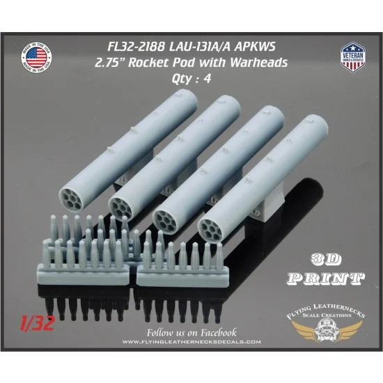 Flying Leathernecks FL32-2188 1/32 LAU-131A/A 2.75'' APKWS Pod with Warheads