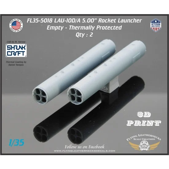 Flying Leathernecks FL35-5018 1/35 LAU-10D/A 5.00'' Rocket Pod (Empty) Thermally Protected