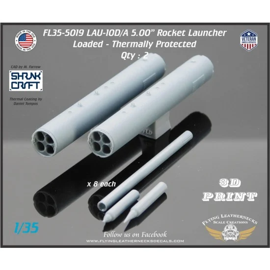 Flying Leathernecks FL35-5019 1/35 LAU-10D/A 5.00'' Rocket Pod (with Warheads) Thermally Protected