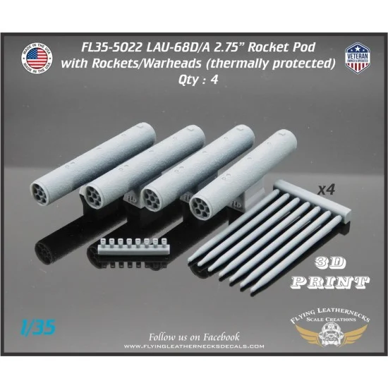Flying Leathernecks FL35-5022 1/35 LAU-68D/A 2.75'' Rocket Pod Thermally Protected Loaded