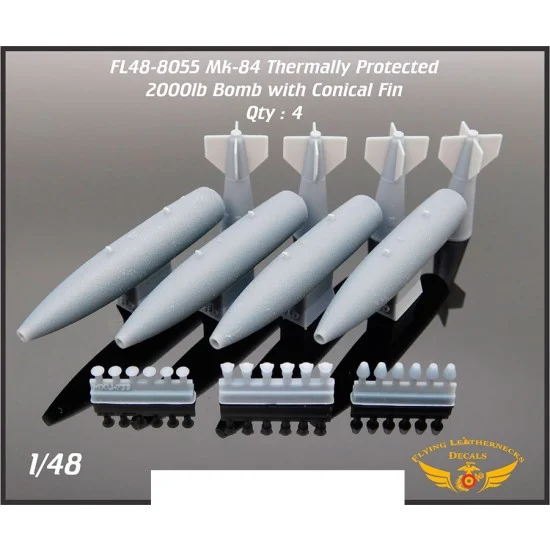Flying Leathernecks FL48-8055 1/48 Mk-84 2000lb Bomb with Conical Fins (Thermally Protected) (4pcs)