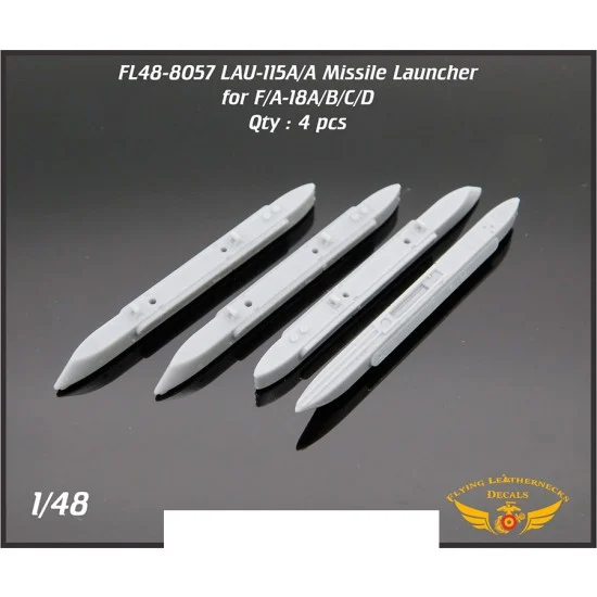 Flying Leathernecks FL48-8057 1/48 LAU-115/A Launcher for F/A-18 AIM-7, Dual AIM-9/120 (4pcs)
