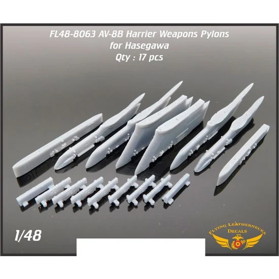 Flying Leathernecks FL48-8063 1/48 AV-8B Weapons Pylons for Hasegawa kits
