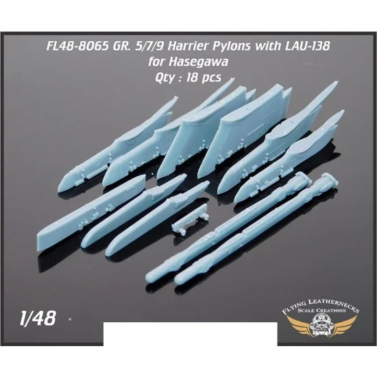 Flying Leathernecks FL48-8065 1/48 AV-8B Weapons Pylons RAF GR5/7/9 with LAU-138 for Trumpeter kits