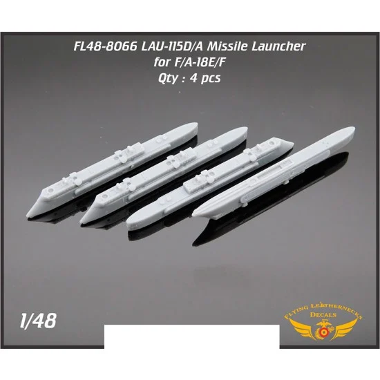 Flying Leathernecks FL48-8066 1/48 LAU-115D/A Launcher for F/A-18E/F dual LAU-127B/A carriage (4pcs)