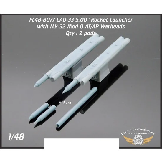 Flying Leathernecks FL48-8077 1/48 LAU-33 Dual 5.00" Rocket Launcher (with rockets and warheads)
