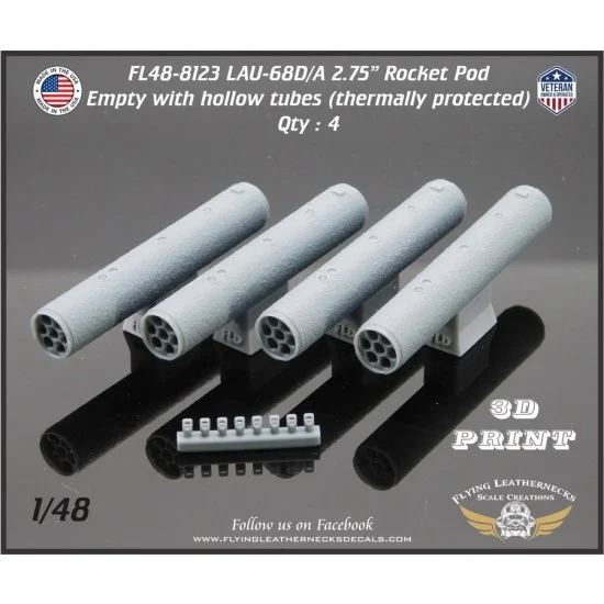 Flying Leathernecks FL48-8123 1/48 LAU-68D/A 2.75'' Rocket Pod Thermally Protected (Empty)