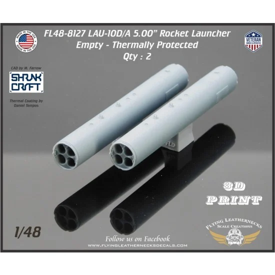 Flying Leathernecks FL48-8127 1/48 LAU-10D/A 5.00'' Rocket Launcher Thermally Protected Empty