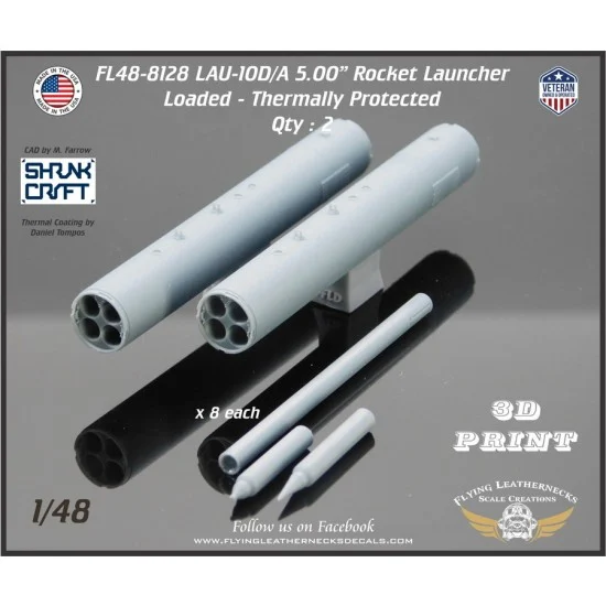 Flying Leathernecks FL48-8128 1/48 LAU-10D/A 5.00'' Rocket Launcher Thermally Protected Loaded