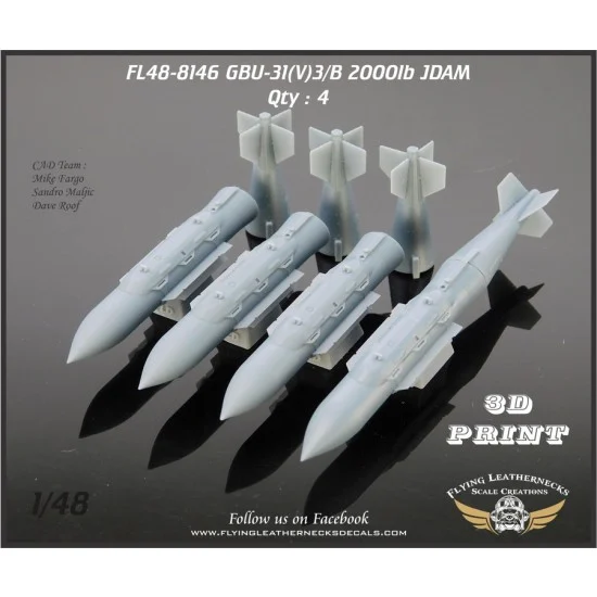 Flying Leathernecks FL48-8146 1/48 GBU-31(V)3/B 2000lb JDAM (4pcs)