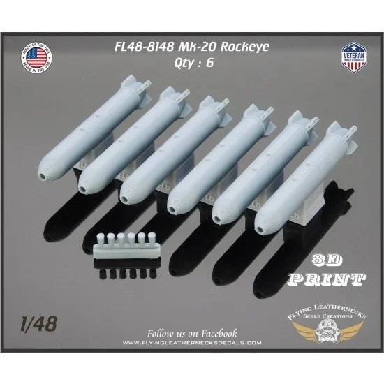 Flying Leathernecks FL48-8148 1/48 Mk-20 Rockeye Cluster Bombs (6pcs)