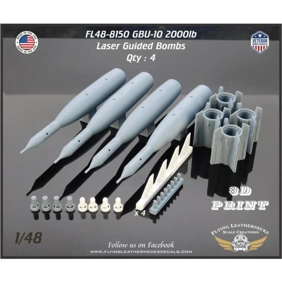 Flying Leathernecks FL48-8150 1/48 GBU-10 2000lb Laser Guided Bombs (4pcs)