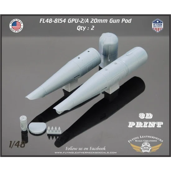 Flying Leathernecks FL48-8154 1/48 GPU-2/A 20mm Gun Pods for OV-10 Bronco/A-4 Skyhawk