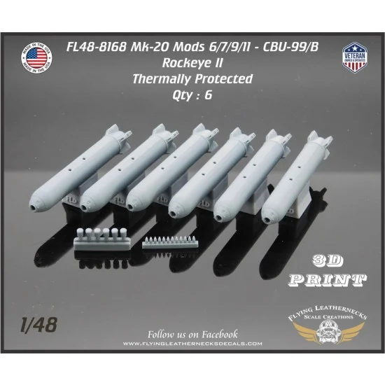 Flying Leathernecks FL48-8168 1/48 Mk-20 Mods 6/7/9/11, CBU-99/B Rockeye II Cluster Bombs