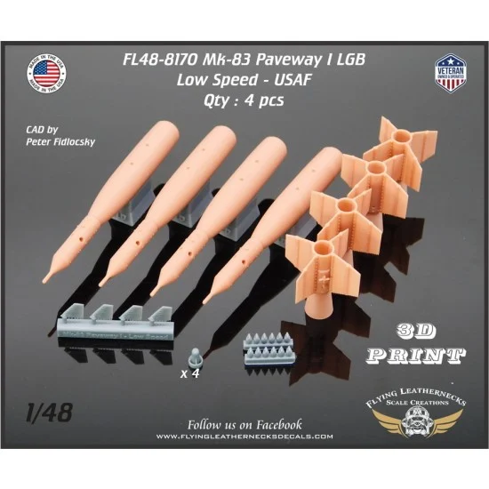 Flying Leathernecks FL48-8170 1/48 Mk-83 Paveway I LGB with Low Speed Fins and Wings