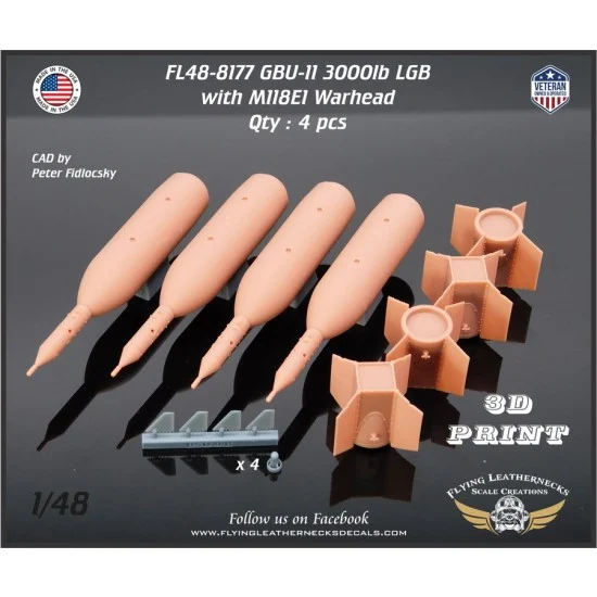 Flying Leathernecks FL48-8177 1/48 USAF F-4 GBU-11 3000lb Laser Guided Bombs with M118E1 Warheads