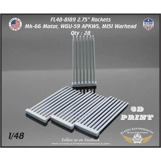 Flying Leathernecks FL48-8189 1/48 2.75'' Rockets with Mk66 Motor, WGU-59 APKWS, M151 Warhead