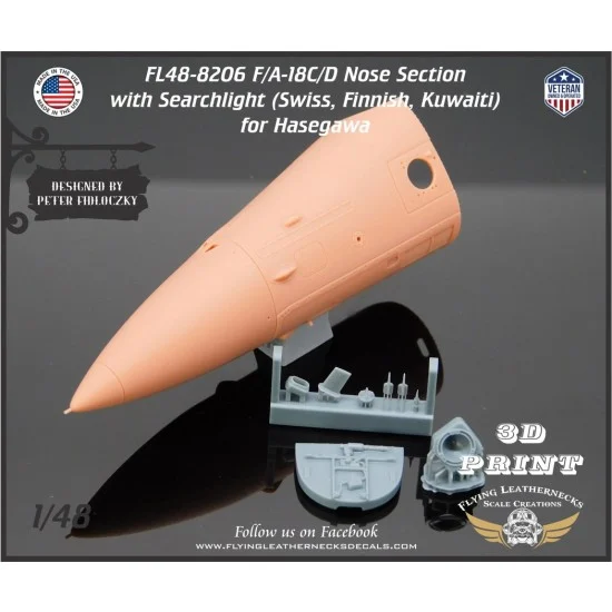 Flying Leathernecks FL48-8206 1/48 F/A-18C/D Nose with Searchlight (Swiss, Finnish, Kuwaiti) for Hasegawa kits