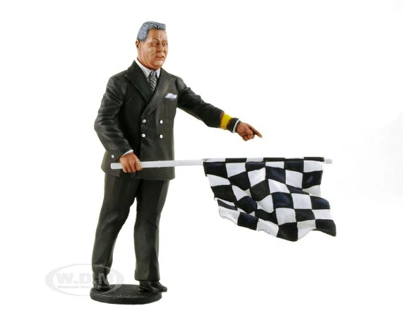 1950-1970's Director of the Course Standing with Checker Flag Figurine for 1/18 Scale Model Cars by Le Mans Miniatures