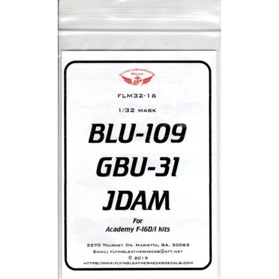 Flying Leathernecks FLM32-16 1/32 BLU-109 GBU-31 JDAM Mask for Academy F-16D/I kits