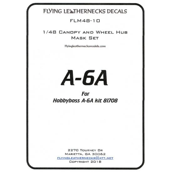 Flying Leathernecks FLM48-10 1/48 A-6A Canopy Wheel Mask for Hobby Boss kits