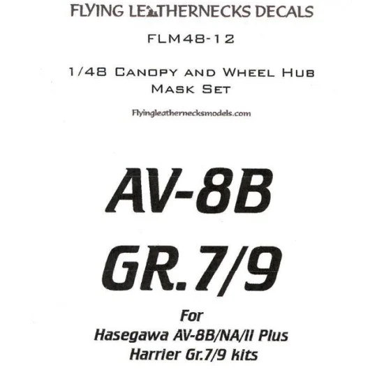 Flying Leathernecks FLM48-12 1/48 AV-8B/GR.7/9 Canopy Wheel Mask for Hasegawa kits