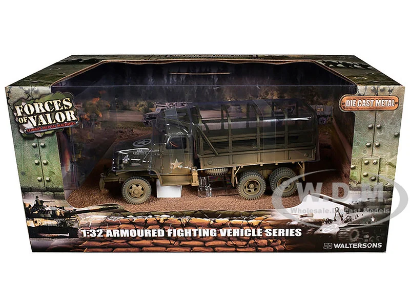 GMC CCKW-353B Cargo Truck "1st Infantry Division, Weymouth, England, World War II" (1945) United States Army with Figures "Armoured Fighting Vehicle" Series 1/32 Diecast Model by Forces of Valor