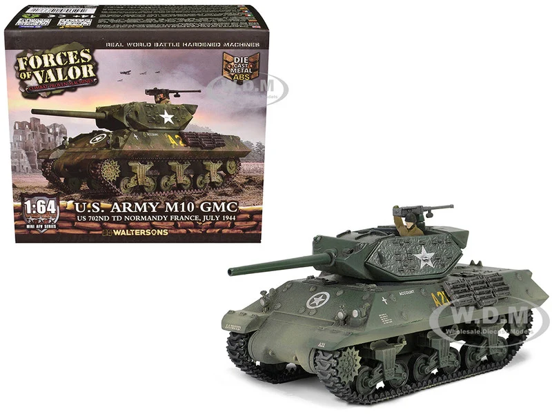 U.S. Army M10 GMC Tank "702nd Tank Destroyer Battalion, Normandy, France" (1944) United States Army "Mini AFV" Series 1/64 Diecast Model by Forces of Valor - Military Models