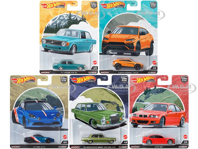 "Auto Strasse" 5 piece Set "Car Culture" Series Diecast Model Cars by Hot Wheels - Other