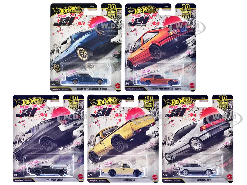 "Japan Historics 5" 5 piece Set "Car Culture 10th Anniversary" 2025 Series P Diecast Model Cars by Hot Wheels - Other