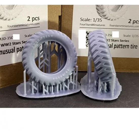 Four Stars Miniatures 3D-35019 1/35 WWII Unusual Pattern Tyres for Dragon Wagon kits (2pcs)