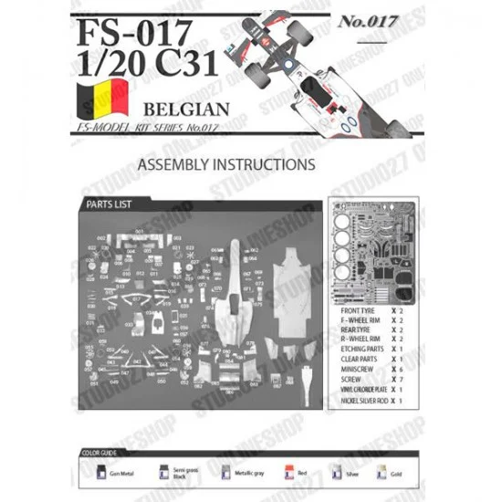 FS-Model FS017 1/20 Sauber C31 Belgian GP 2012 Racing Car [Multi Material Kit]