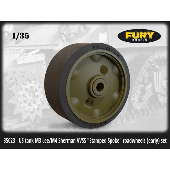 Fury 35023 1/35 US Tank M3 Lee/M4 Sherman Vvss "Stamped Spoke" Road Wheels (Early) Set - Military Vehicles & Tanks