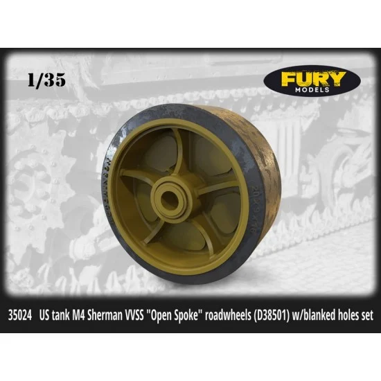 Fury 35024 1/35 US Tank M4 Sherman VVSS "Open Spoke" Roadwheels (D38501) w/Blanked Holes set - Military Vehicles & Tanks