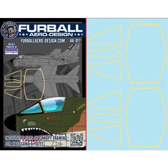 Furball 48-017 1/48 LTV A-7D/E Corsair Canopy Frames Seals for Hasegawa kits