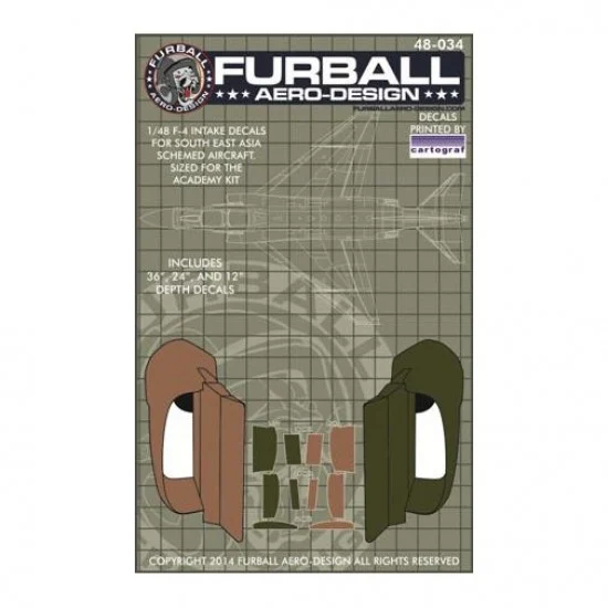 Furball 48-034 1/48 F-4 Intake Trunking #South East Asia Phantoms Decals for Academy kits