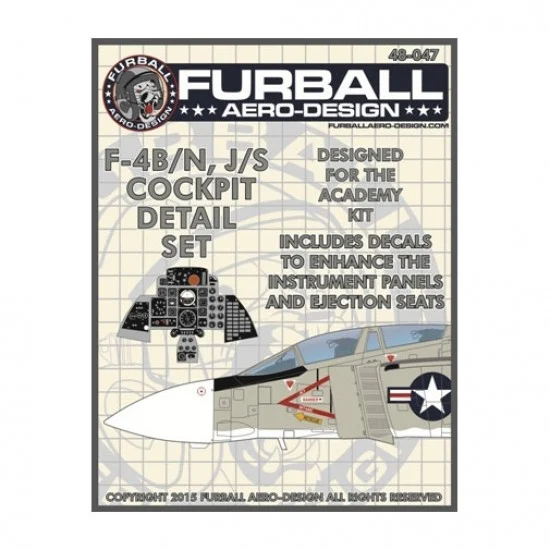 Furball 48-047 1/48 McDonnell Douglas F-4B/N, J/S Cockpit Decals Set for Academy kits