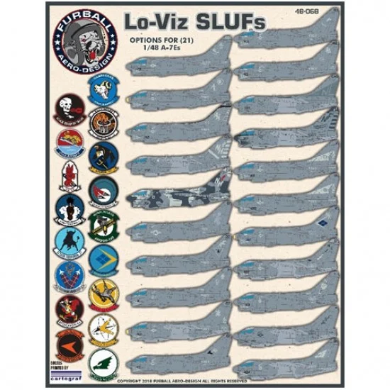 Furball 48-068 1/48 LTV A-7E Corsair II "Lo-Viz SLUFs" Decals for Hasegawa kits