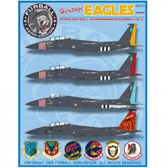 Furball 48-071 Decals for 1/48 USAF McDonnell Douglas F-15C/E Eagle "Heritage Eagles"