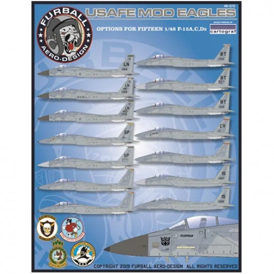 Furball 48-072 Decals for 1/48 USAF McDonnell Douglas F-15A/C/D "USAFE MOD Eagles"