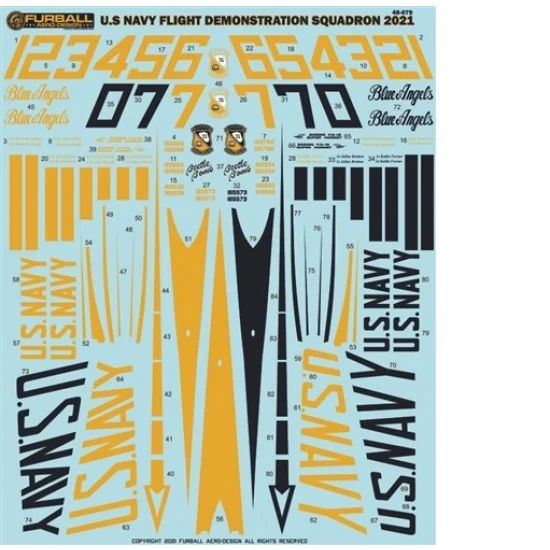 Furball 48-079 Decals for 1/48 US Navy F/A-18E/F Flight Demo Team 2021