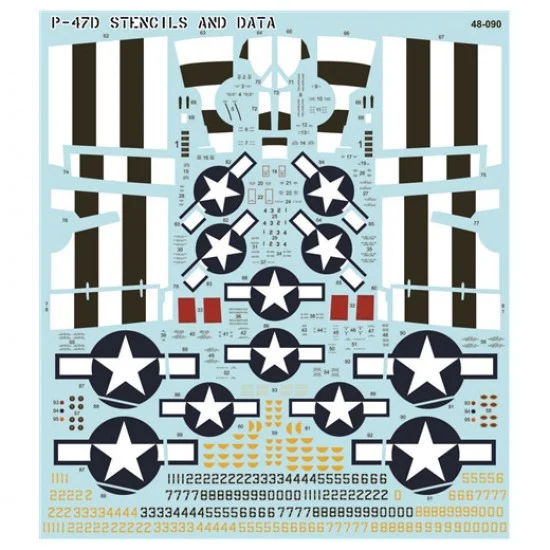 Furball 48-090 Decals for 1/48 P-47D Stencils and Data (2 complete sets)